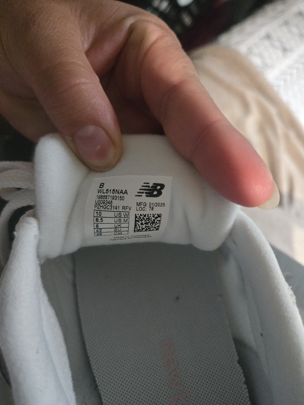 New Balance 515 White Sneakers with Coral Logo Accent - Picture 10 of 13